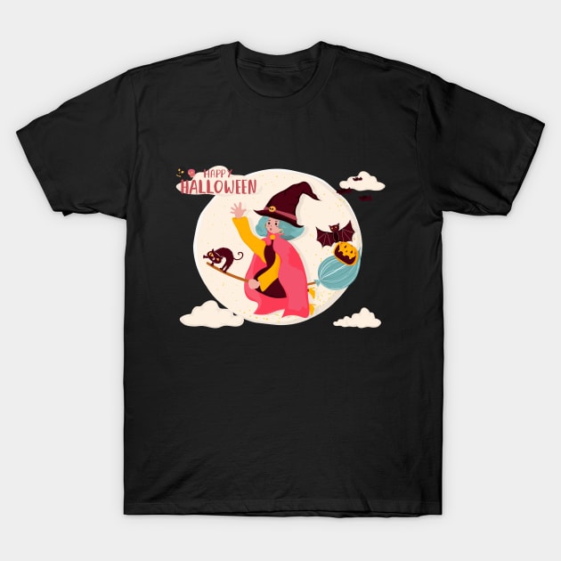 witch ride broom T-Shirt by raffitidsgn